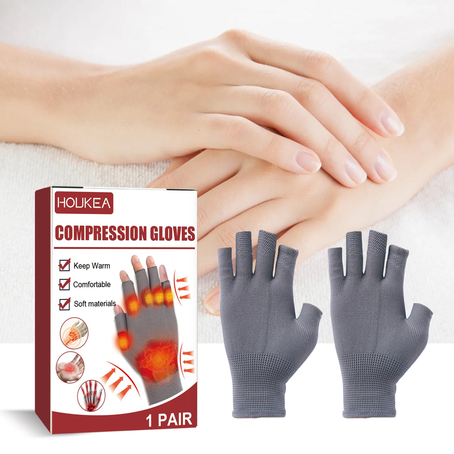 Houkea Joint Compression Gloves Wrist Gloves For Stiff Hands.